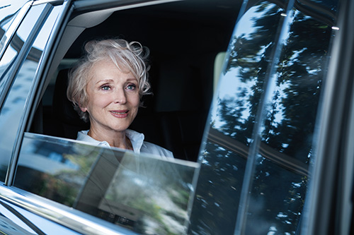 Senior getting a ride from Uber